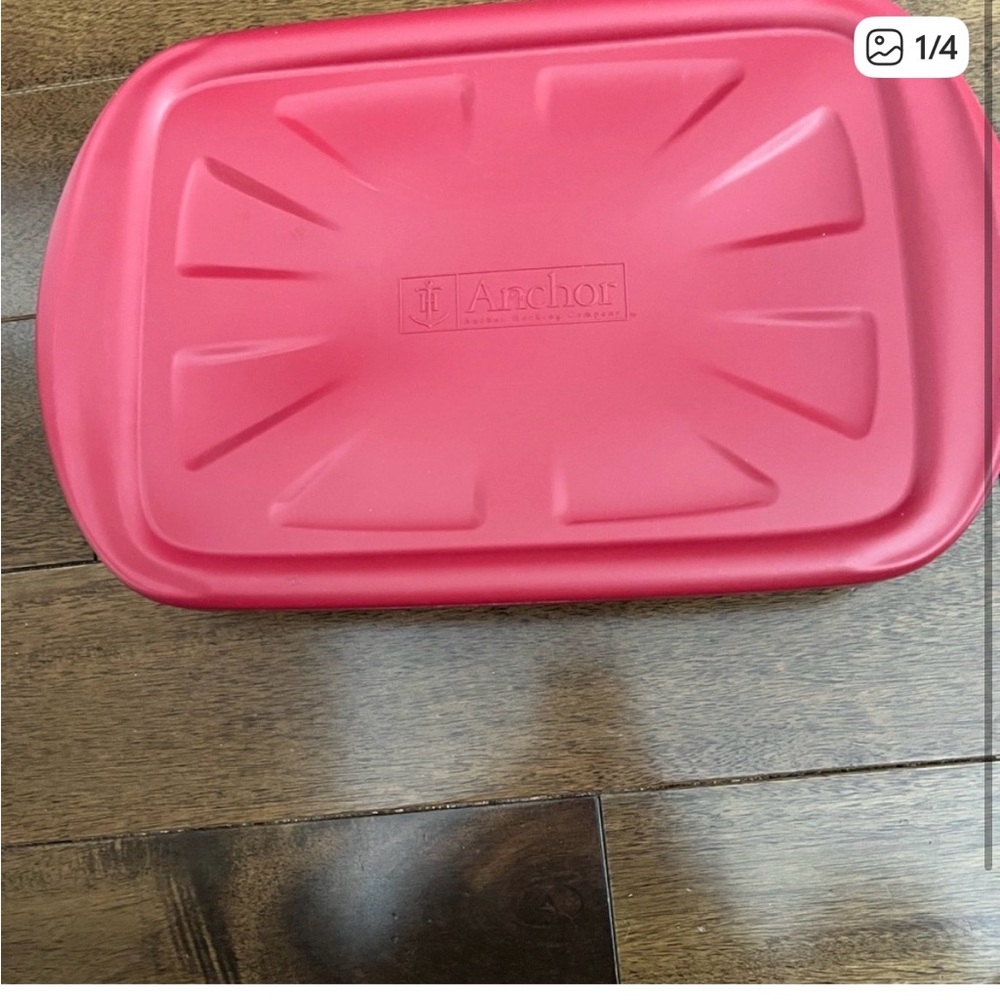 Anchor Red Glass Storage Container 3QT / 3Litres